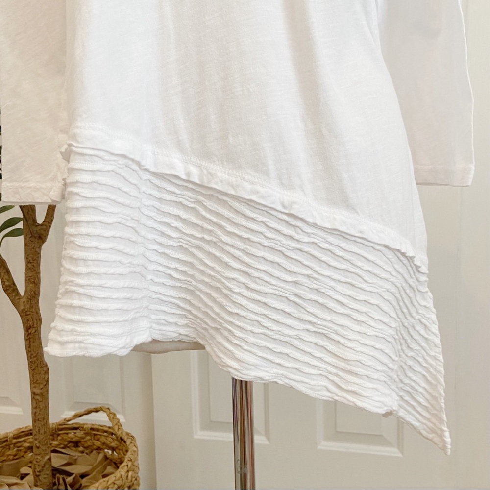 Crisp All White Cotton TUNIC with Asymmetrical Hem - Picture 7 of 11
